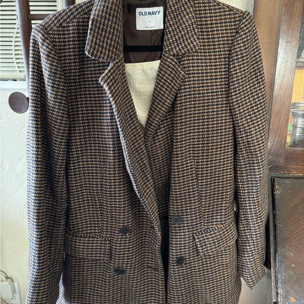 Old Navy Brown and Black Houndstooth Jacket